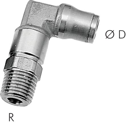 Exemplarische Darstellung: Winkelanschluss mit konischem Gewinde (positionierbar), Baureihe Edelstahl